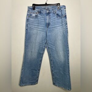 American Eagle Women Strigid Curvy Super High-Waisted Baggy Straight - 12